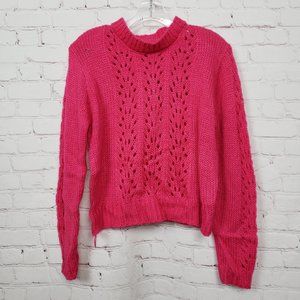 3/$18or5/$25 Woven Heart Open Stitch Sweater Pink